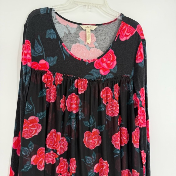 Matilda Jane Floral Babydoll Winter Blooms Top Black Red/Pink Roses Size S - Picture 5 of 13